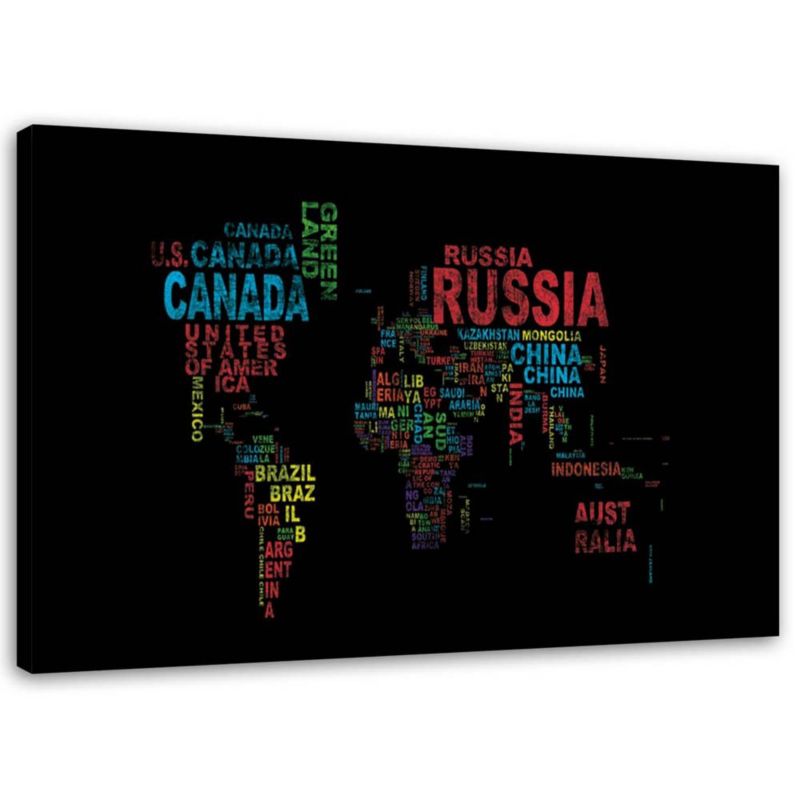 Obraz na płótnie Feeby Mapa świata z nazw krajów 45x30cm 1szt