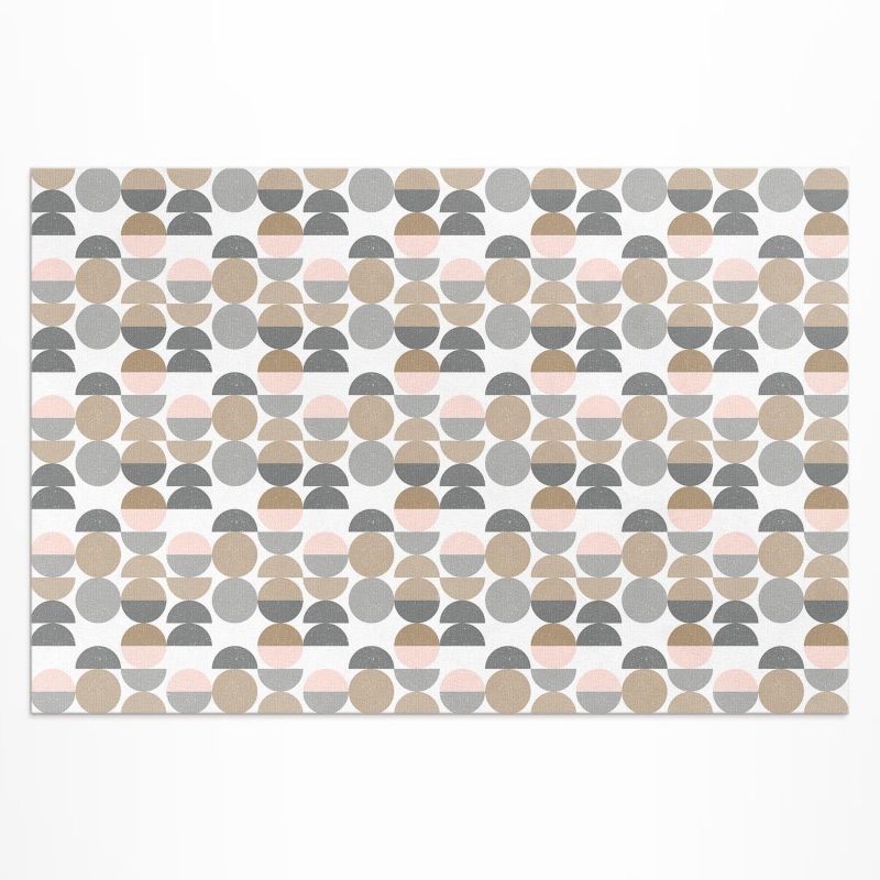 Dywan Winylowy Z Nadrukiem Wallfluent 140x210 cm Koła i półksiężyce geometryczny wzór retro 1 szt.