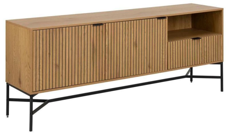 Komoda Jaipur ACTONA komoda industrialna dąb artisan z szufladą i frezowanym frontem 180 cm do salonu 1 szt.