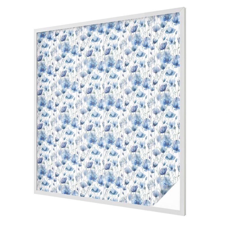 Witraż na Folii Samoprzylepnej Wallfluent 100x116 cm Folia Mrożona Dekoracyjna Niebieski wzór kwiatowy 1 rol.