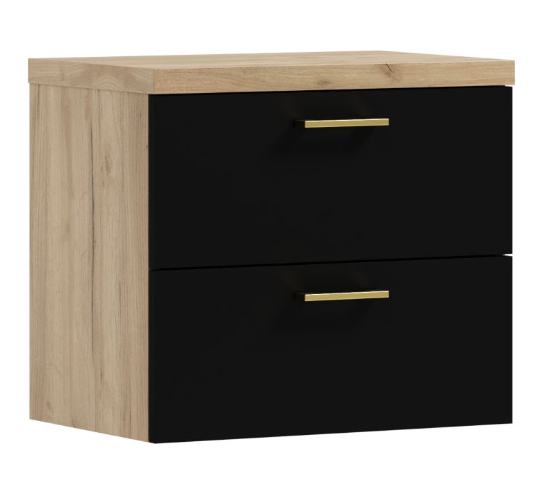 Szafka łazienkowa pod umywalkę Better Home, 50 cm, dąb craft złoty + czarny, wisząca, 1 szt.