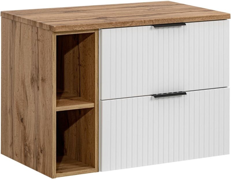 Szafka łazienkowa Comad Adel White 80 cm podumywalkowa wisząca z blatem kaszmir/dąb 1 szt.