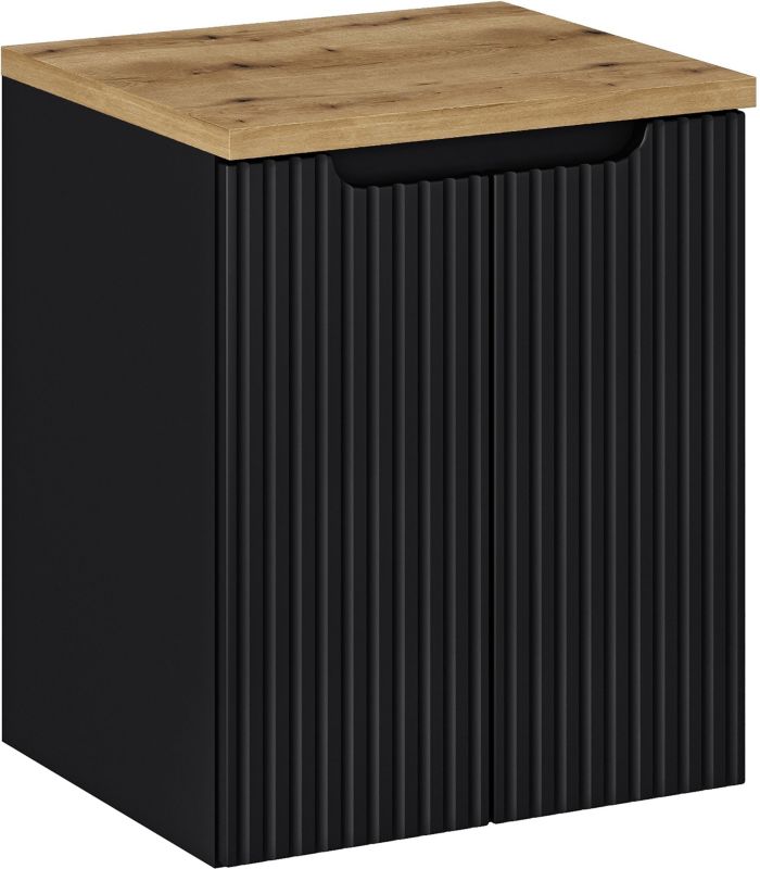 Szafka podumywalkowa Comad Nova Black 50 cm wisząca z blatem i drzwiami czarny/dąb 1 szt.