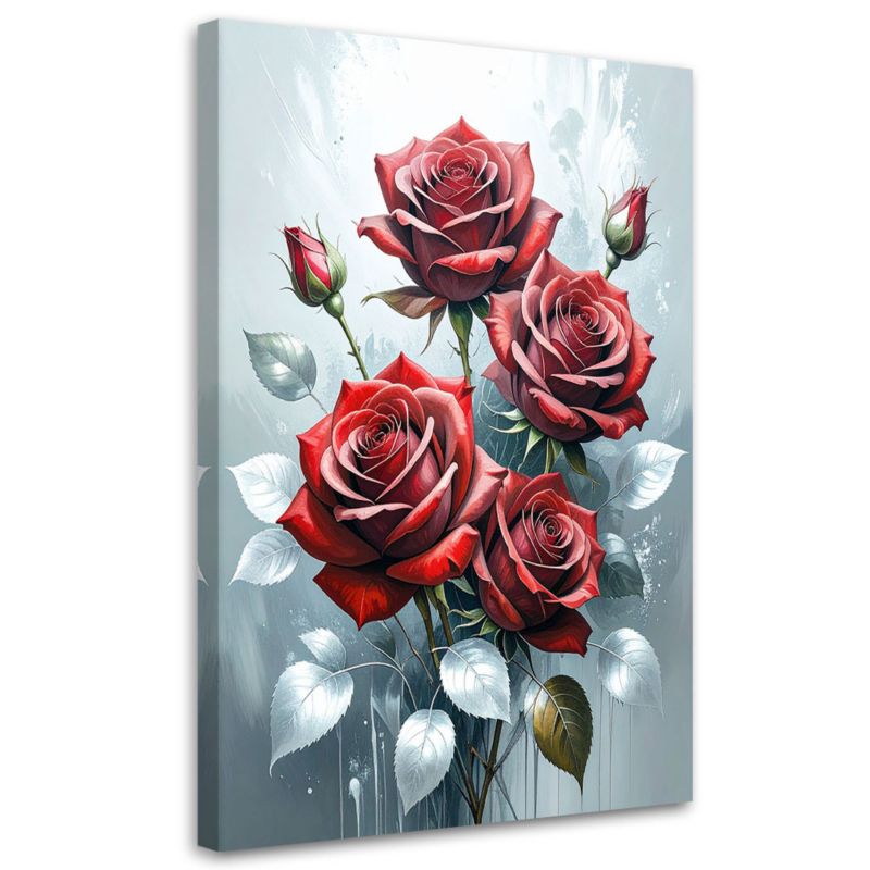 Obraz do salonu sypialni kuchni biura Feeby Czerwone róże kwiaty 30x45cm 1szt