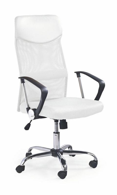 Fotel biurowy ergonomiczny obrotowy Spiner INTESI biały skórzany z regulacją funkcja TILT 1 szt.