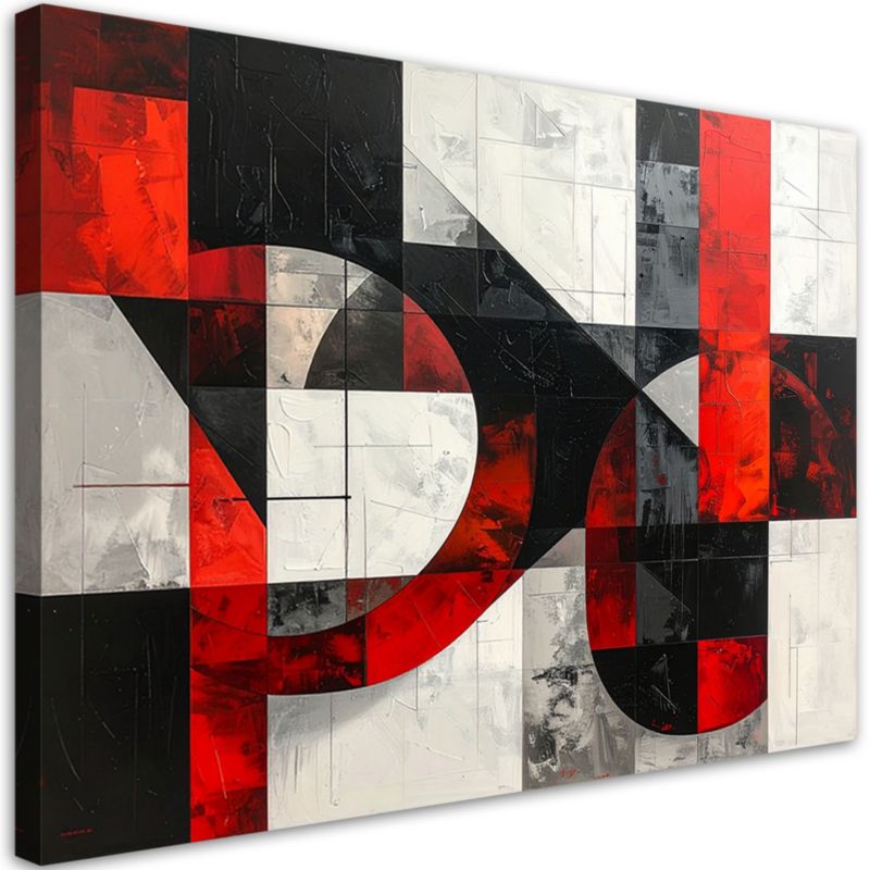 Obraz do salonu sypialni biura loftu Feeby Abstrakcja geometryczna czerwony szary 100x70cm 1szt
