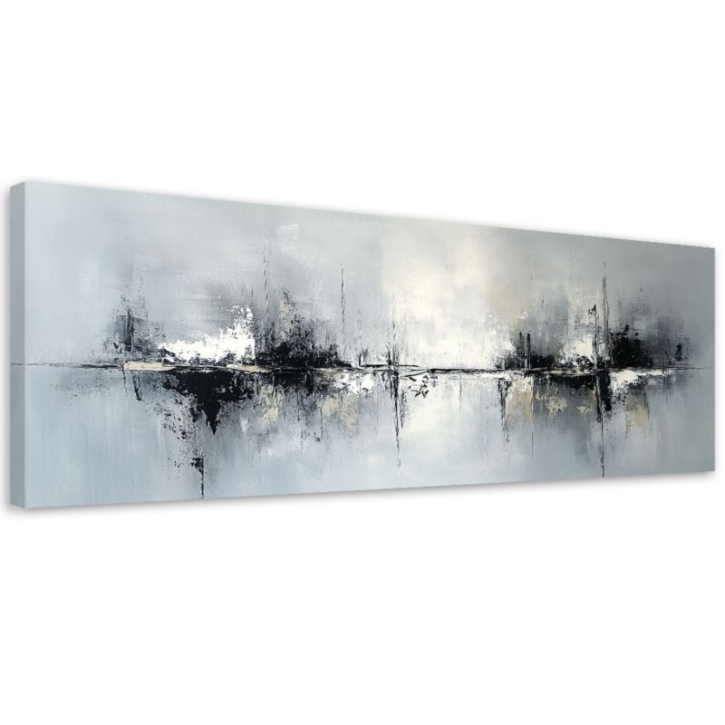 Obraz na płótnie Feeby Czarno Biała Abstrakcja na Szarym tle 150x50cm 1szt
