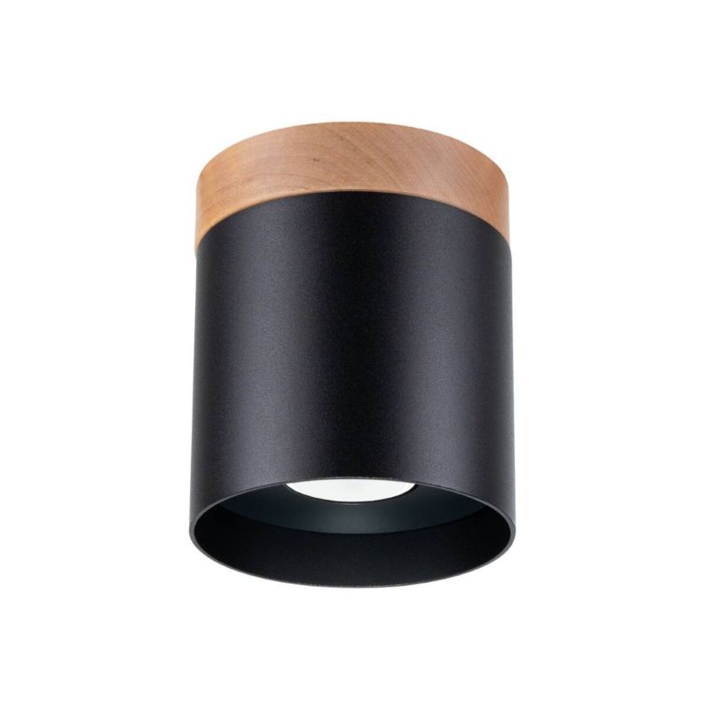 Spot sufitowy Sollux Lighting Rif czarny z naturalnym drewnem 1 x GU10 x 10W IP20 wym: 14 x 12 x 12 cm - 1 szt.