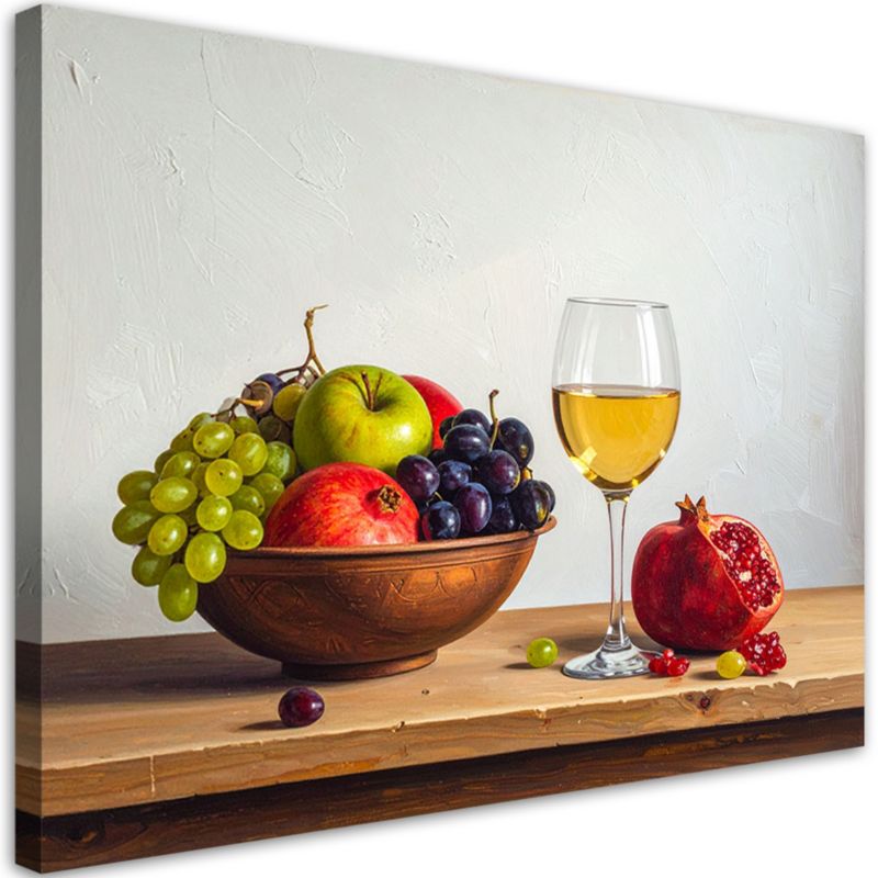 Obraz do kuchni jadalni restauracji Feeby Martwa natura owoce i wino 90x60cm 1szt