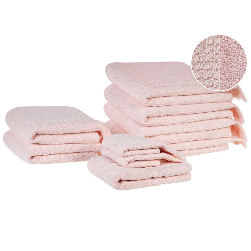 Komplet 9 ręczników Atiu Bawełna frotte Pastelowy róż 1 kpl