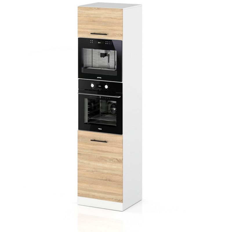 Szafka Kuchenna Hurtownia-Mebli Stojąca Do zabudowy piekarnika S60M sPremium 60cm Biały Mat Dąb Sonoma 60x58x211 cm 1szt.