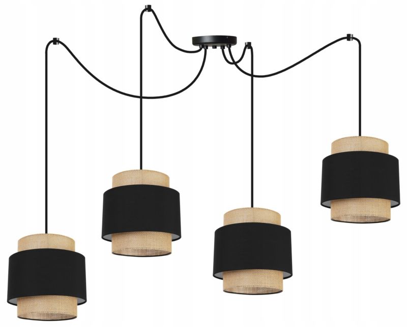 Lampa sufitowa wisząca Light Home LH Boho Juta Pająk 4x E27 60W czarny 1szt.