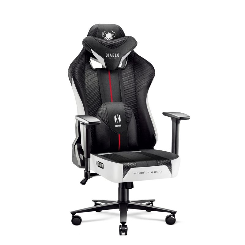 Fotel gamingowy biurowy materiałowy Diablo X-Player 2.0 czarno-biały 1 szt
