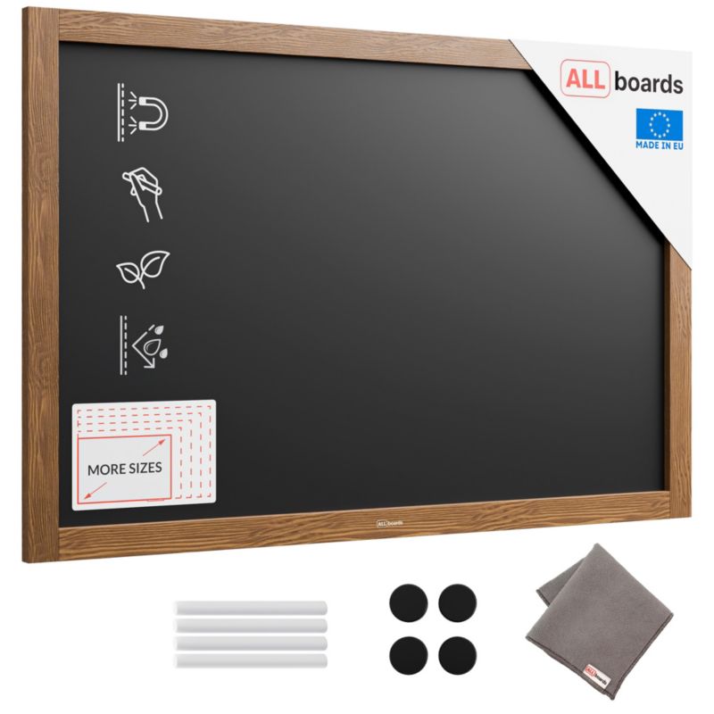 Tablica magnetyczna kredowa ALLboards 90x60 cm rama drewniana klasyczny brąz 1 szt.