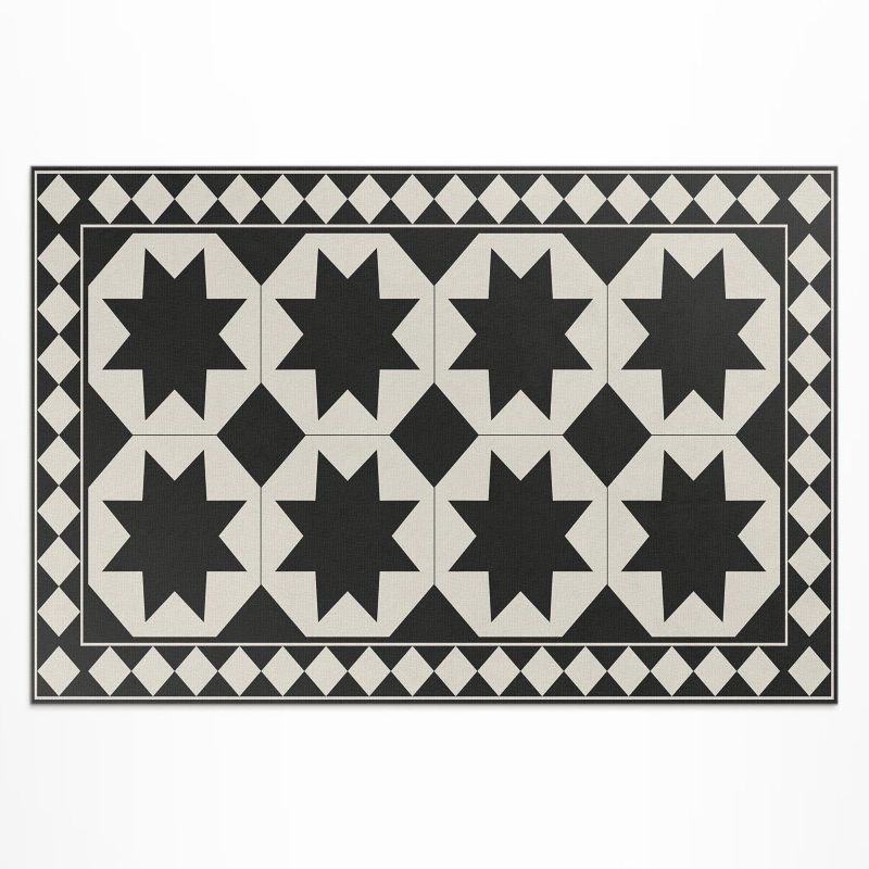 Winylowy Chodnik Zewnętrzny Wallfluent 150x225 cm Czarno-białe gwiazdy elegancka mozaika 1 szt.