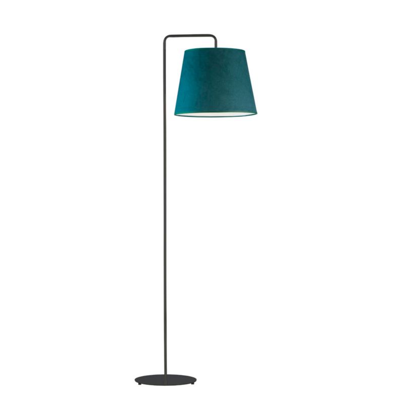 Lampa stojąca Volta Light Factory podłogowa z abażurem butelkowa zieleń welur stożek VOS 1szt.
