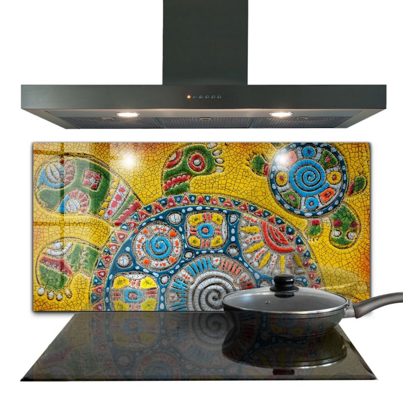 Osłona kuchenna Wallfluent 100x50 cm Żółw Mozaika Szklany 1 szt.