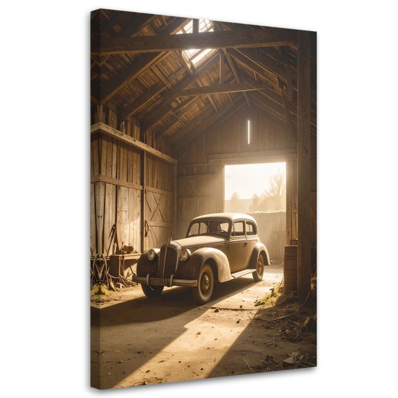 Obraz do garażu kancelarii biura Feeby Stary samochód w stylu retro vintage 80x120cm 1szt