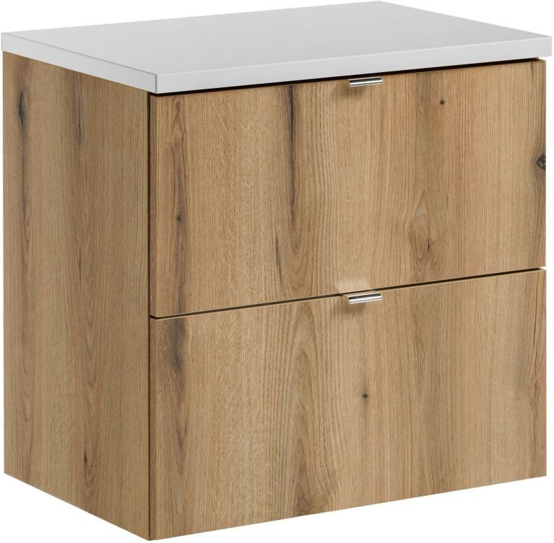 Szafka łazienkowa Comad Nova Oak 60 cm dąb/biały wisząca z blatem 1 szt.