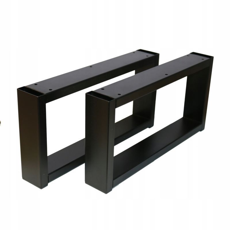 Nogi metalowe nóżki Loft Industrial czarne 40x20 cm Profil 6x2 cm 2 szt DREWik