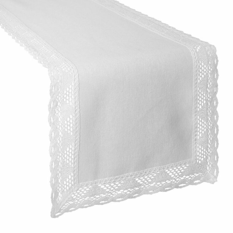 Bieżnik NATALY Eurofirany 35 x 140 cm biały zdobiony koronką 1szt.