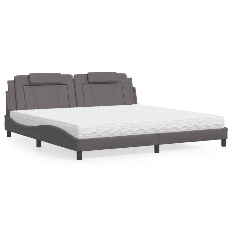 Łóżko z materacem szare sztuczna skóra WaszeMeble 200x200 WM-3208820 1 szt.