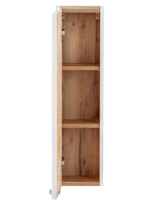 Szafka łazienkowa CAPRI 20 x 75 cm biała dąb craft wisząca regał półki drzwi