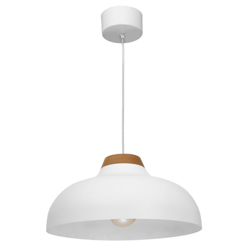 Lampa wisząca Luminex Burgos biały matowa-jasne drewno wym: 130 x 40 x 40 cm 1xE27 x 15W 1 szt.