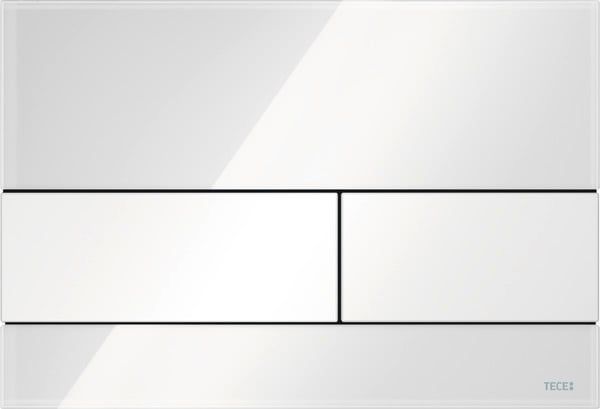 Przycisk spłukujący do WC Tece Square szkło białe, przyciski białe, 220x150x11 mm, 1 szt.