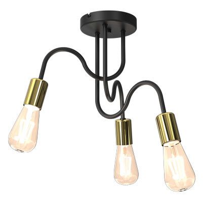 Lampa sufitowa wisząca Luminex Dow 9930 czarny mat-złoty połysk industrialna 3xE27 x 15W 1 szt.