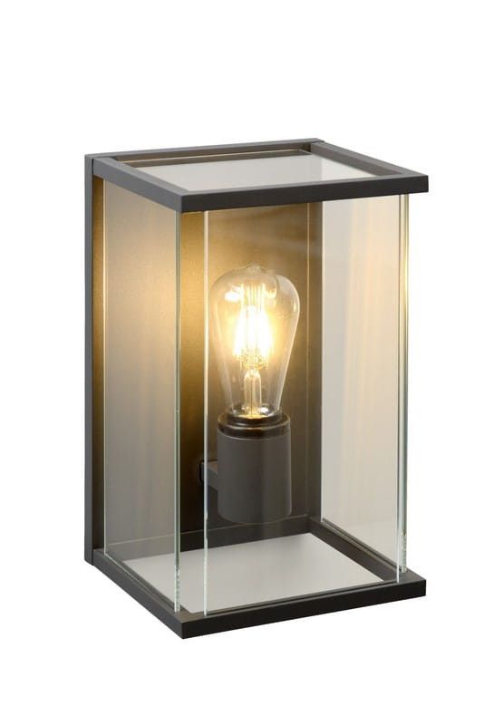 Kinkiet ścienny zewnętrzny Lucide Claire Led czarno-transparentny 1 x E27 x 60W IP54 wym: 30 x 17,5 x 18 cm - 1 szt.