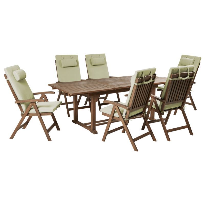 Zestaw ogrodowy dla 6 osób Amantea premium Drewno akacjowe Zielony 1 kpl