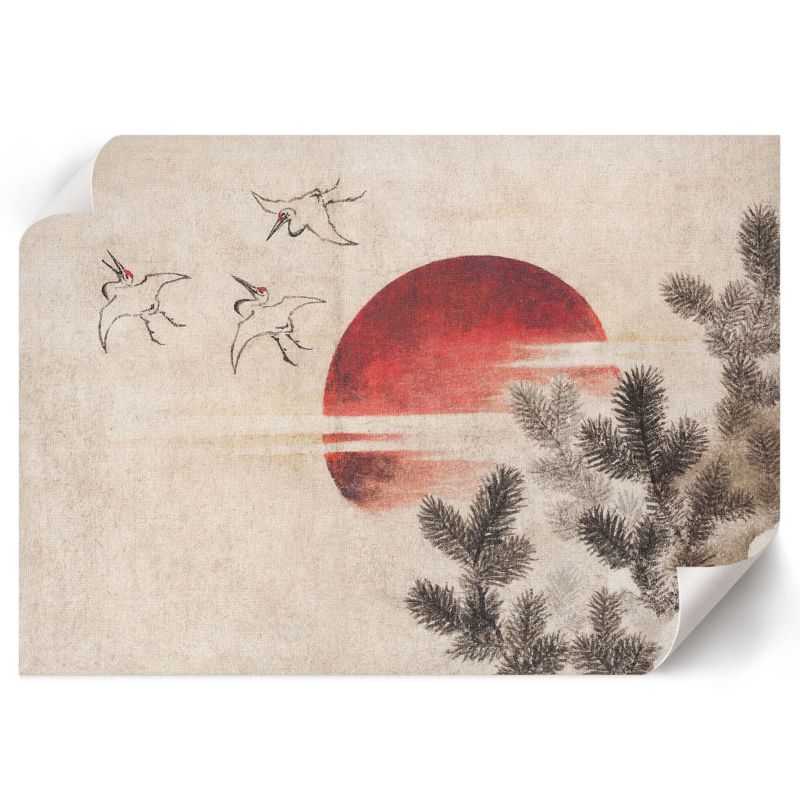 Plakat Na Ścianę ArtPrintCave 59,5x42 cm Ptaki i zachód Hokusai 1 szt.