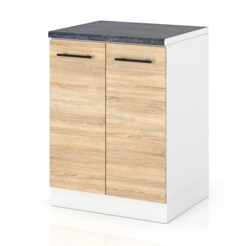 Szafka Kuchenna Hurtownia-Mebli Stojąca D60 sPremium 60cm Biały Mat Dąb Sonoma 60x52x85 cm 1szt.