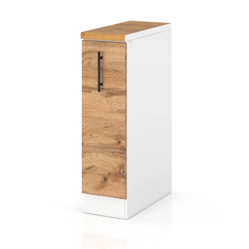 Szafka Kuchenna Hurtownia-Mebli Stojąca D15 sPremium 15cm Biały Mat Dąb Wotan 15x52x85 cm 1szt.