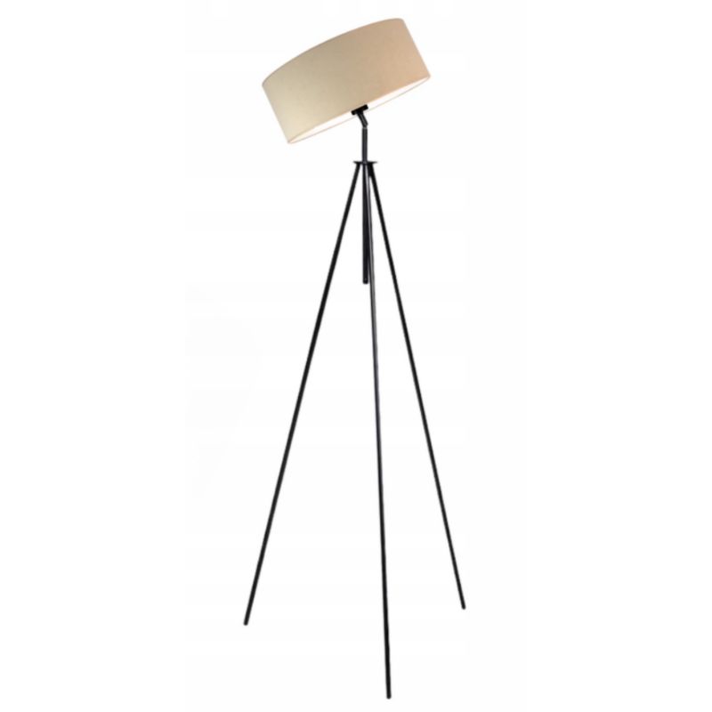 Lampa stojąca Volta Light Factory podłogowa przegubowa regulowana trójnóg z abażurem beżowy welur walec DECO 1szt.