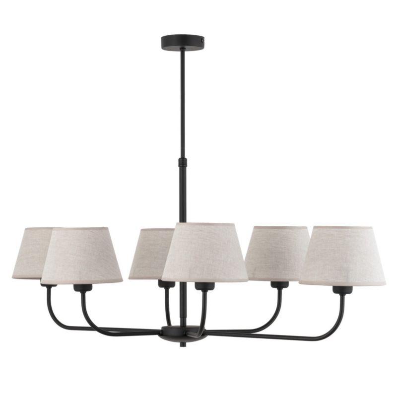 Żyrandol TK-Lighting Chicago czarny-len wym: 90 x 50 x 100 cm 6xE27 x 1 szt.