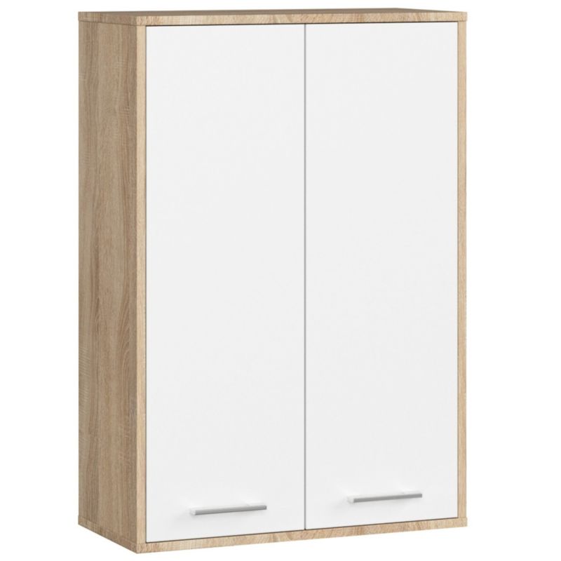Szafka łazienkowa wisząca AKORD FIN Dąb Sonoma, Biała 64 cm 2 drzwi 64x30x94 cm 1 szt.