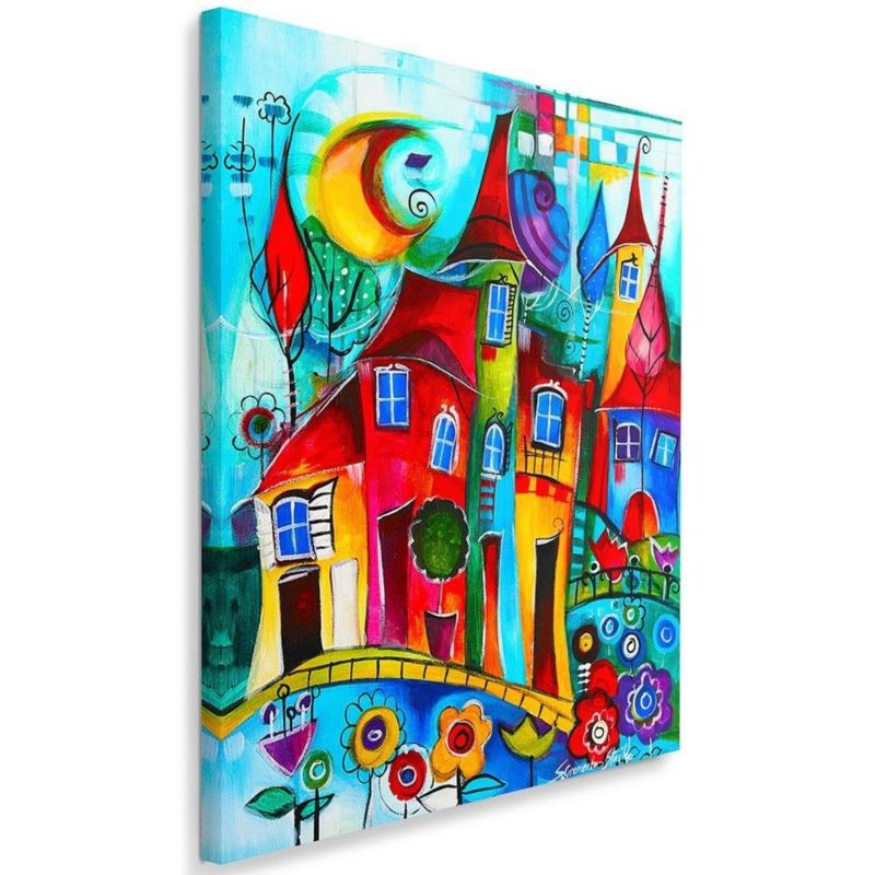 Obraz na płótnie Feeby Kolorowe miasteczko nocą 70x100cm 1szt