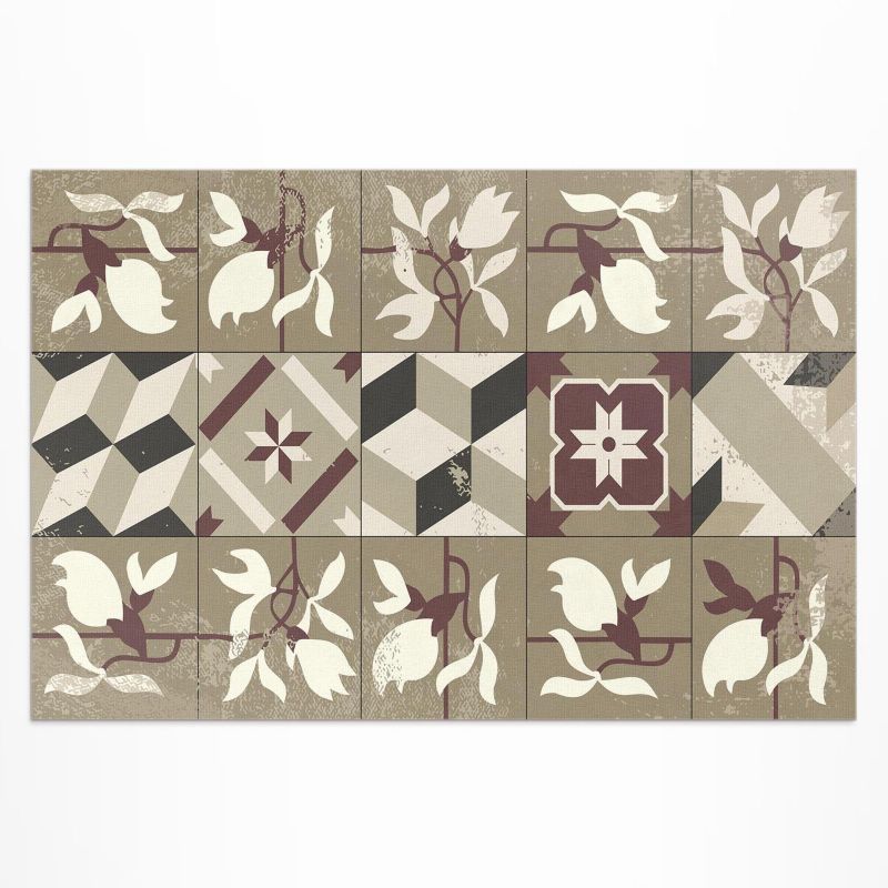 Dywan Winylowy Z Nadrukiem Wallfluent 80x120 cm Kafelki magnolia dekoracyjna mozaika 1 szt.