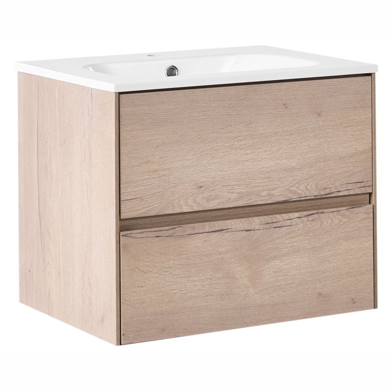 Szafka łazienkowa wisząca z umywalką Vita Jasnobrązowy 1 kpl