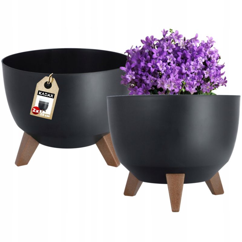Doniczka KADAX Osłonka misa Wkład 29cm Czarna 2szt
