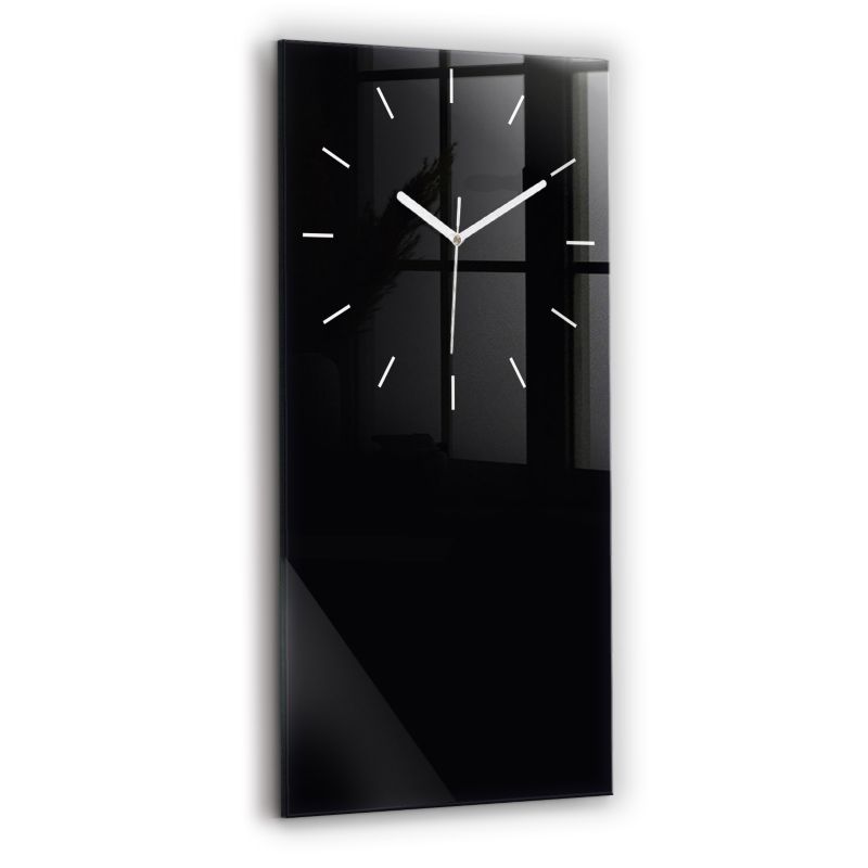 Zegar szklany białe wskazówki Wallfluent 30x60 cm Kolor czarny 1 szt.