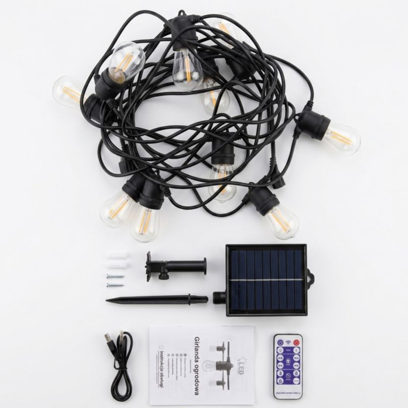 Girlanda Ogrodowa Led Ledsolution Solarna 10 M 10 Punktów Świetlnych Ip44 Pilot 1 Szt.