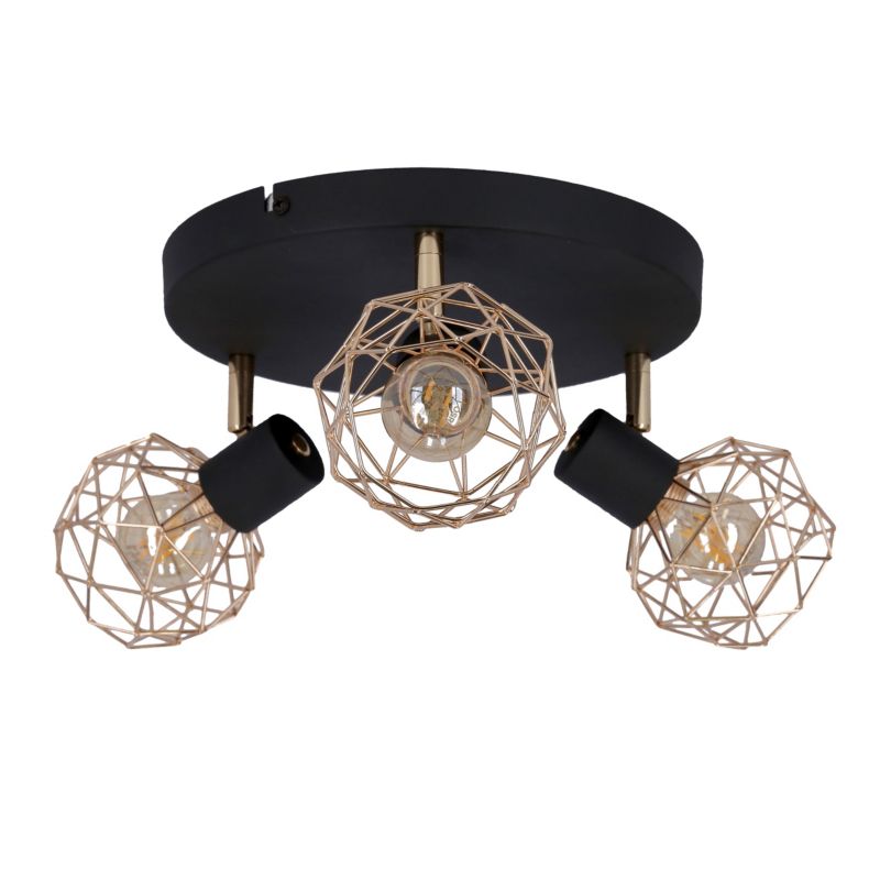 Lampa sufitowa druciane klosze Candellux Acrobat czarno-miedziana 3xE14x40W IP20 wym:15x42x42cm - 1 szt.