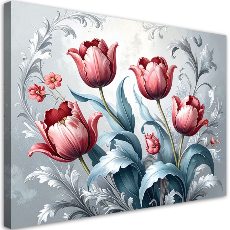 Obraz do salonu sypialni kuchni biura Feeby Czerwone tulipany kwiaty 60x40cm 1szt