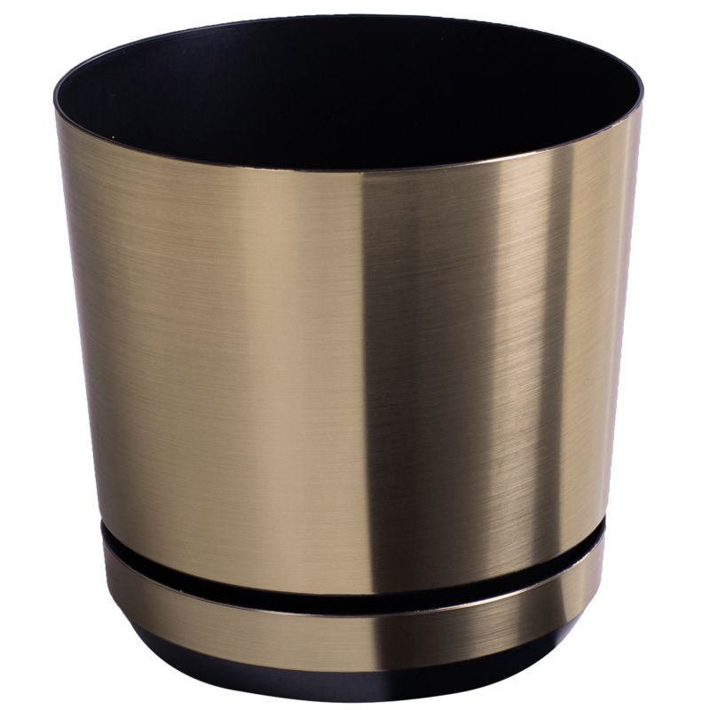 Doniczka z podstawką Kerd 21 cm wzór 022 STAL efekt szczotkowany metal z drenażem 1 szt