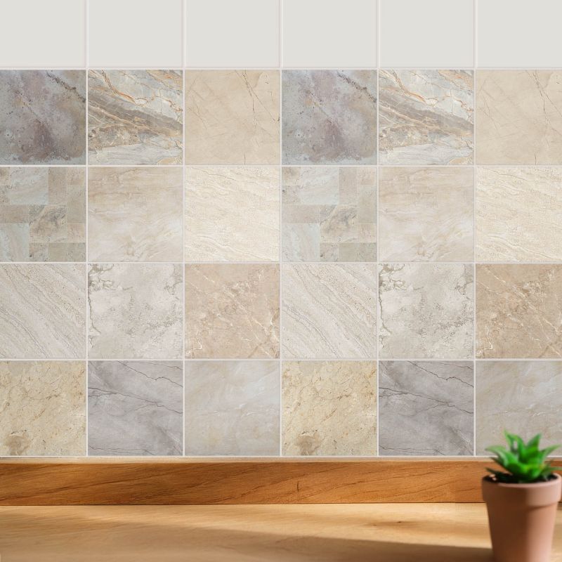 Naklejki na kafelki Wallfluent 10x10 cm Elegancka mozaika kamienna samoprzylepna folia 24 szt.