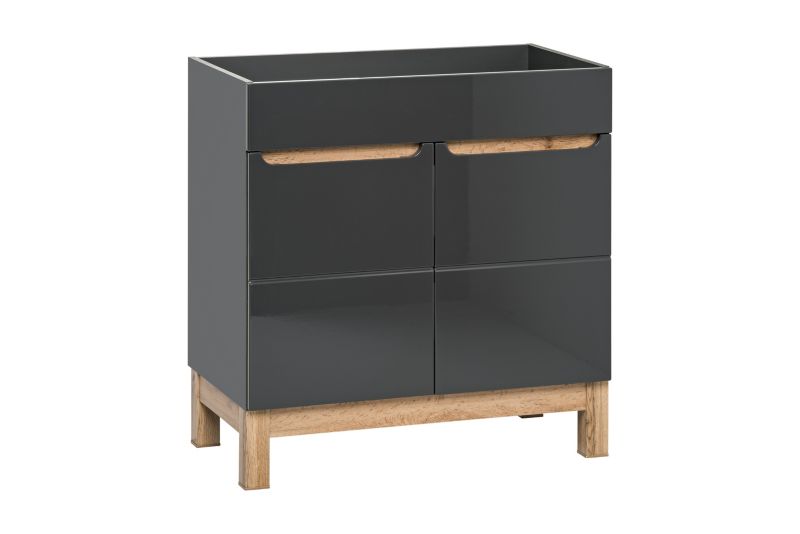Szafka pod umywalkę Bali 80 cm z drzwiami i półką szary połysk Furnidea 1 szt.