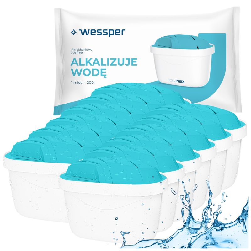 Filtr wody, Wessper, alkalizujący, wkład do dzbanka filtrującego, zamiennik do Brita Maxtra+, Dafi Unimax, Aquaphor, 12szt.